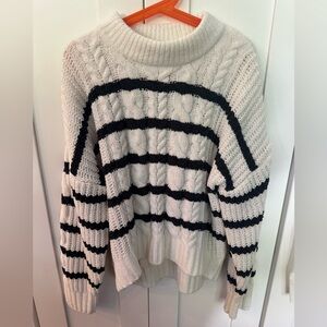 Abercrombie Kids Black & White Cable Knit Turtleneck Sweater